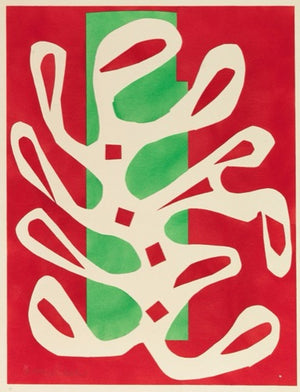 Henri Matisse — Kırmızı ve Yeşil Zemin Üzerinde Beyaz Yosun, 1947
