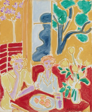 Henri Matisse — Sarı ve Kırmızı Fon Önünde İki Küçük Kız, 1947